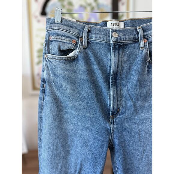 Agolde 90's Pinch Waist High Rise Straight Slim Jeans Medium Wash Womens Size 30 - Picture 7 of 12